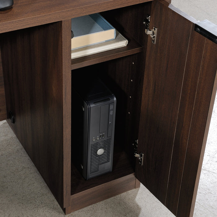 Palo Alto 59.13\" Commercial Grade L-Shaped Office Desk with 3-Drawers & Cabinet - Mahogany