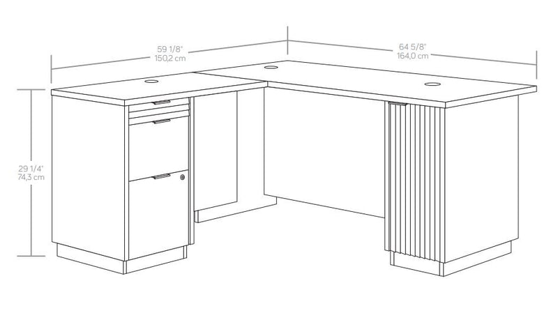 Palo Alto 59.13\" Commercial Grade L-Shaped Office Desk with 3-Drawers & Cabinet - Mahogany