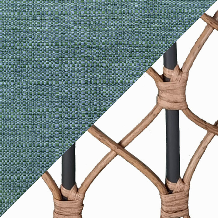 Kort & Co. Panama 5-Piece Outdoor Patio Set with Loveseat, 2 Chairs & Large & Small Tables - Hand-Woven Resin Wicker, UV & Weather Resistant - Natrual/Green