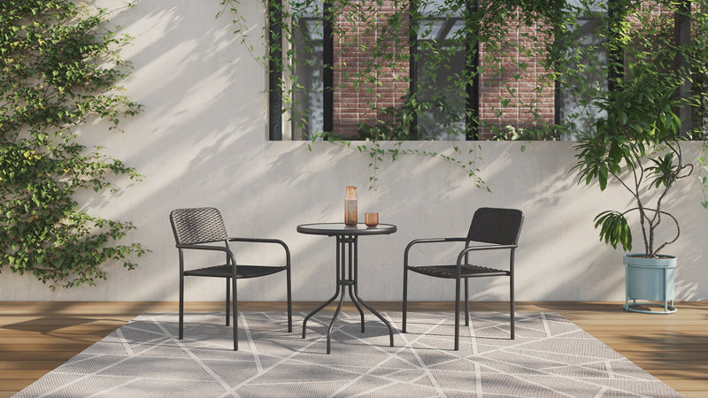 Paris Outdoor Patio Bistro Chair - Hand-Woven Resin Wicker, UV & Weather Resistant - Black