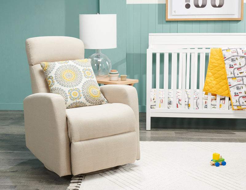 Penny 29.1\" Linen-Look Fabric Swivel Rocker Reclining Chair - Taupe