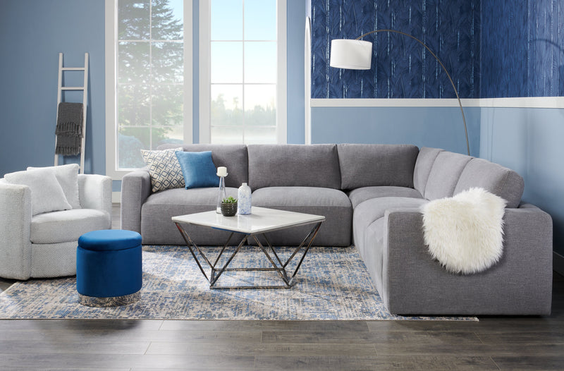 Made in Canada Petite 36\" Chenille Fabric Swivel Cuddler Accent Chair - Teddy Star Grey