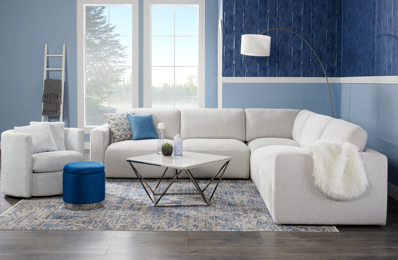 Made in Canada Petite 36\" Chenille Fabric Swivel Cuddler Accent Chair - Teddy Star Grey