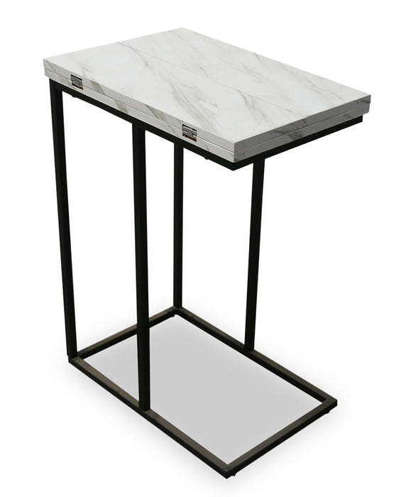 Pia 18\" C-Table with Expandable Top - White Marble