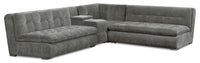 Scott Living Plaza Modular 4-Piece Fabric Sectional with Two Loveseats, Storage Console and Dual Cupholders - Grey