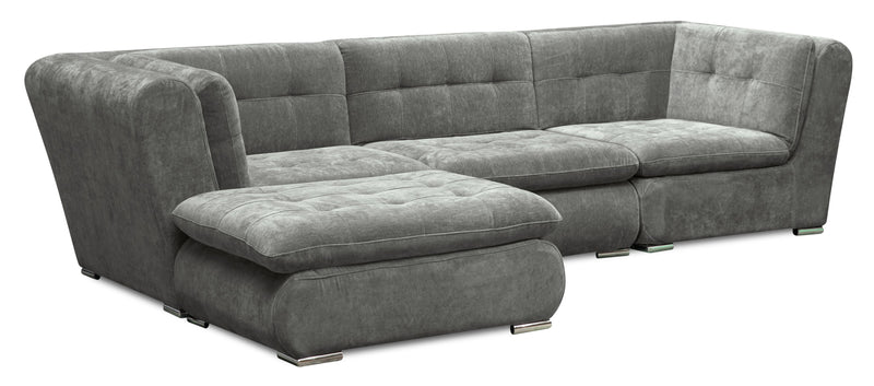 Scott Living Plaza Modular 4-Piece Fabric Sectional with Ottoman - Grey