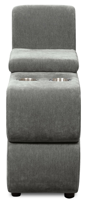 Scott Living Plaza Modular 5-Piece Fabric Sectional with Storage Console, Dual Cupholders and Ottoman - Grey