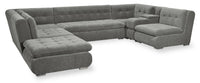 Scott Living Plaza Modular 7-Piece Fabric Sectional with Storage Console and Dual Cupholders - Grey