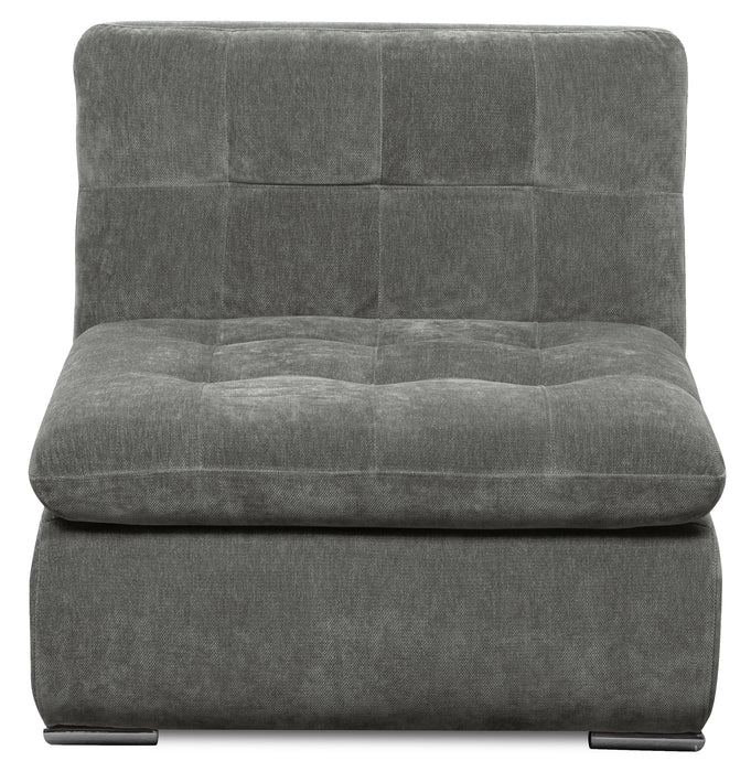 Scott Living Plaza Modular 117\" Fabric Sofa with Tufted Back Cushions and Metal Legs - Grey