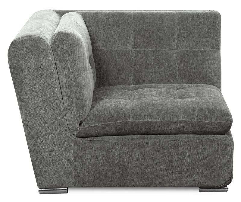 Scott Living Plaza Modular 117\" Fabric Sofa with Tufted Back Cushions and Metal Legs - Grey