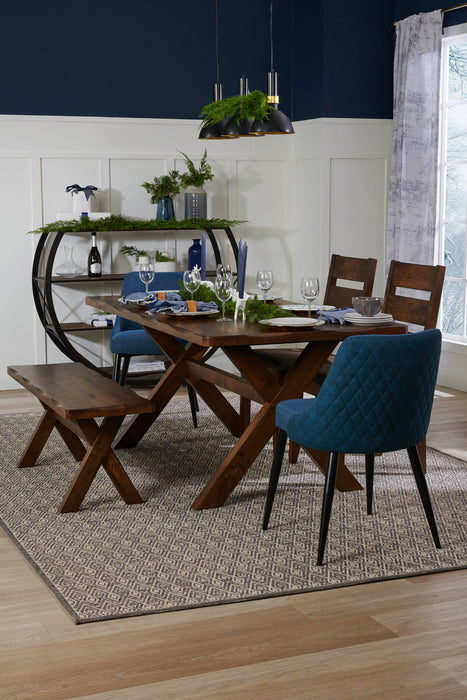 Eden Dining Chair with Linen-Look Fabric, Metal - Blue