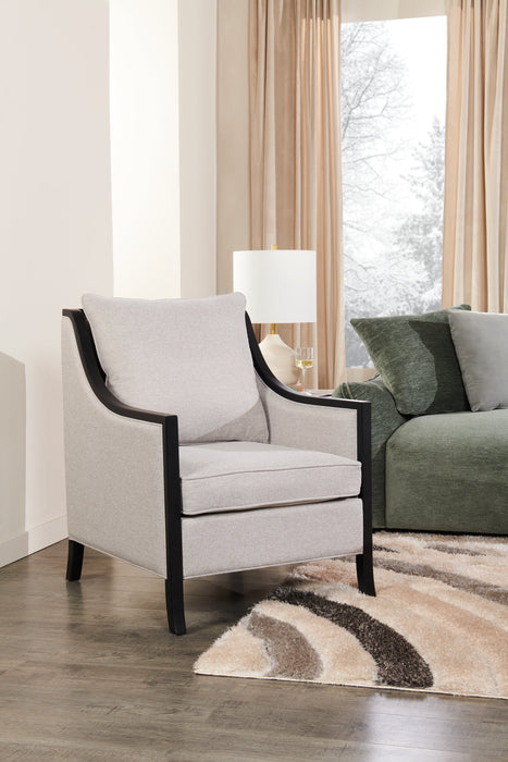 Posh 28.14\" Fabric Accent Chair with Removable Back and Seat Cushions and Wood Legs - Beige