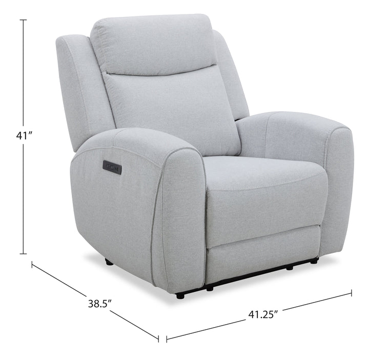Reign 41.25\" Fabric Power Reclining Chair with USB Port - Bronco Stone Grey