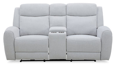 Reign 78" Fabric Power Reclining Loveseat with Console - Bronco Stone Grey | Causeuse à inclinaison électrique Reign de 78 po en tissu avec console - gris pierre Bronco