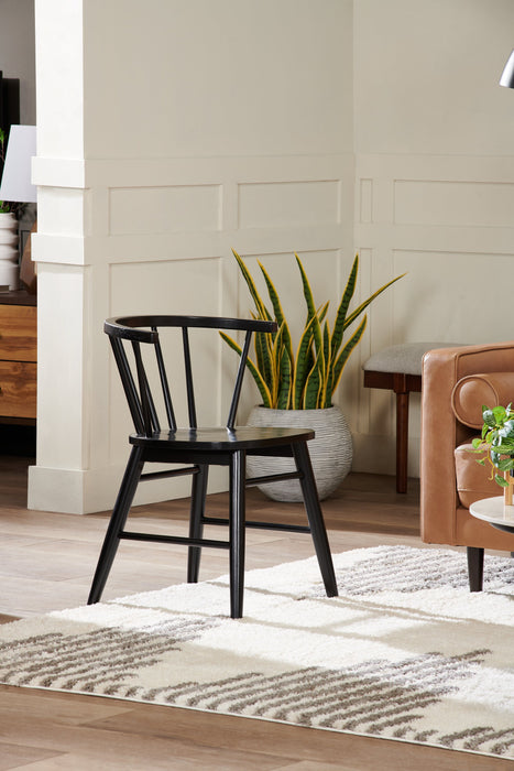 Remi Dining Chair with Curved Spindle-Back - Black