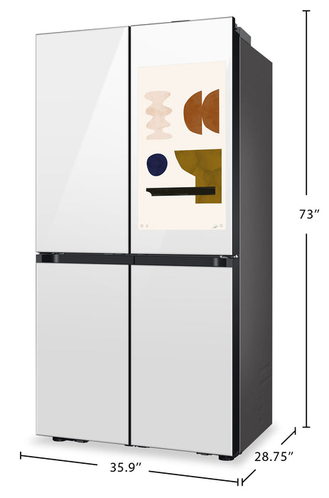 Samsung 36\" 22.5 Cu. Ft. Bespoke Counter-Depth 4-Door Flex™ with AI Family Hub+™ Refrigerator - White Glass - RF23DB990012AC