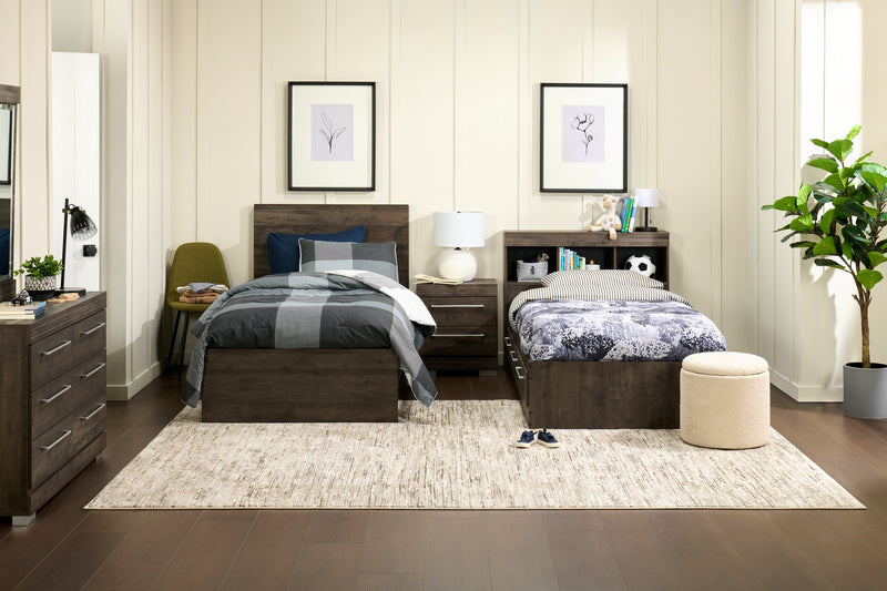 Riley Bedside 2-Drawer Nightstand, 21\"W x 24\"H, Made in Canada - Grey