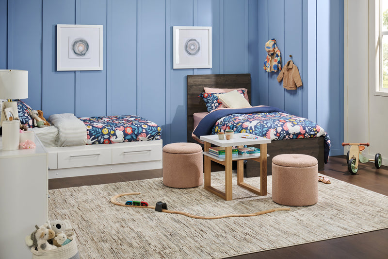 Riley Panel Bed with Headboard & Frame for Kids, Made in Canada, Grey - Twin Size