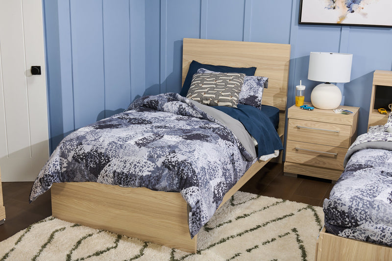 Riley Panel Bed with Headboard & Frame for Kids, Made in Canada, Natural - Twin Size