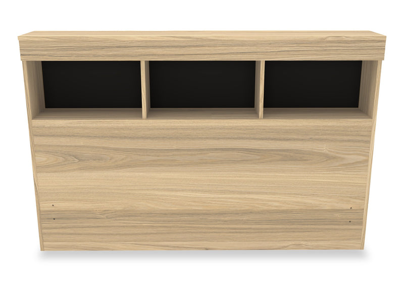 Riley Mates Bed with Bookcase Headboard Set for Kids,Made in Canada, Natural - Full Size