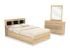 Riley Mates Bed 5pc Set with Bookcase Headboard, Dresser & Mirror, Natural - Full Size