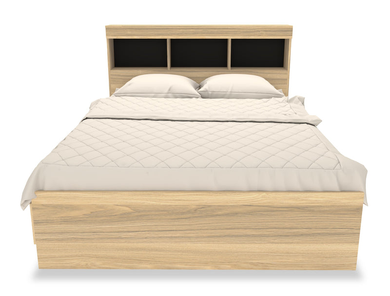 Riley Mates Bed 5pc Set with Bookcase Headboard, Dresser & Mirror, Natural - Full Size