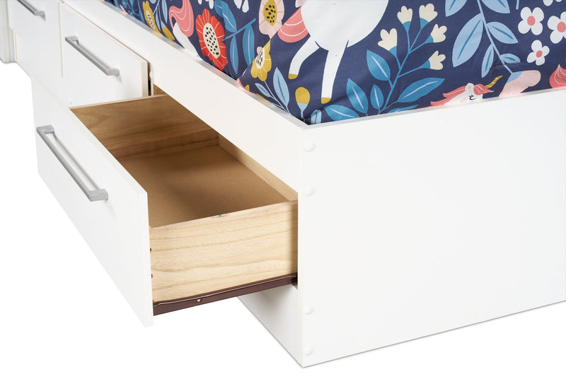 Riley Mates Bed with Bookcase Headboard Set for Kids, Made in Canada, White - Twin Size