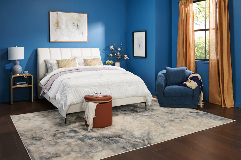 Rio 34.5\" Chenille Fabric Swivel Accent Chair - Blue