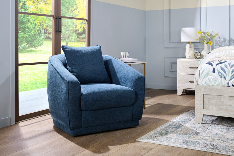 Rio 34.5\" Chenille Fabric Swivel Accent Chair - Blue