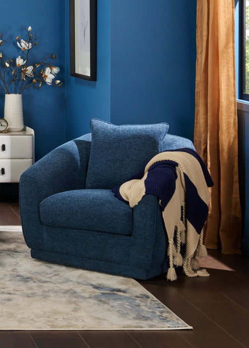 Rio 34.5\" Chenille Fabric Swivel Accent Chair - Blue