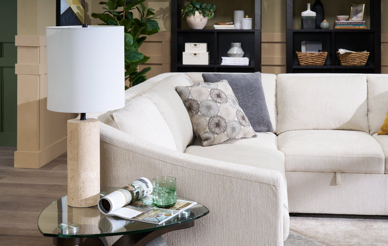 Rocco 25” Modern Stone Table Lamp - Natural Travertine