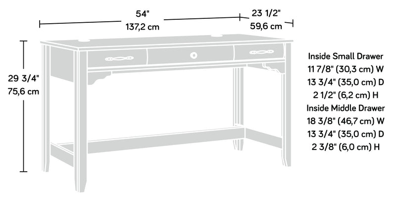 Rollingwood 54.02\" Commercial Grade Writing Office Desk with 3-Drawers - Brushed Oak