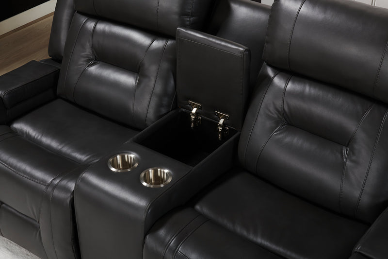 Ryker 72.24\" Faux Leather Power Reclining Loveseat with Storage Console and USB Ports - Grey