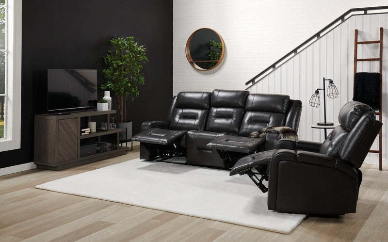 Ryker 82.5\" Faux Leather Reclining Sofa with Storage Arms - Grey