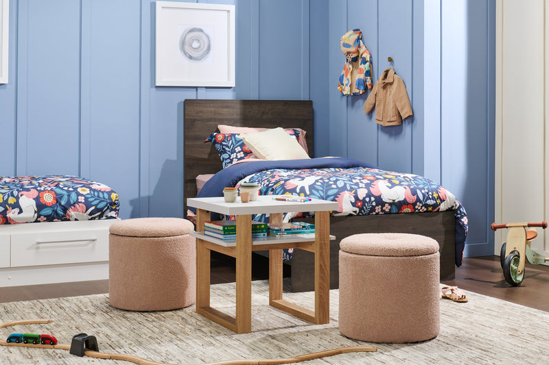 Saskatchewan 14.75\" Round Fabric Storage Ottoman - Pink