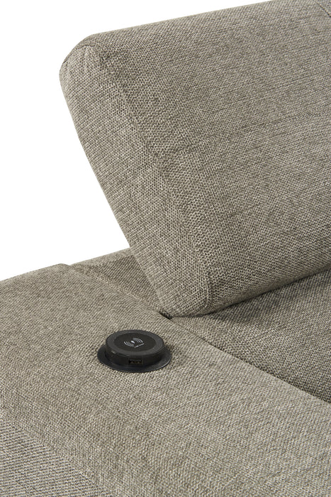 Savvy 3-Piece Linen-Look Fabric Sleeper Sectional with Adjustable Headrests - Grey