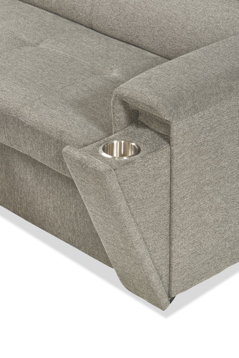 Savvy 3-Piece Linen-Look Fabric Sleeper Sectional with Adjustable Headrests - Grey