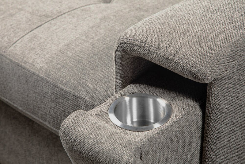 Savvy 5-Piece Left-Facing Linen-Look Fabric Sleeper Sectional with Storage Chaise and Adjustable Headrests - Grey