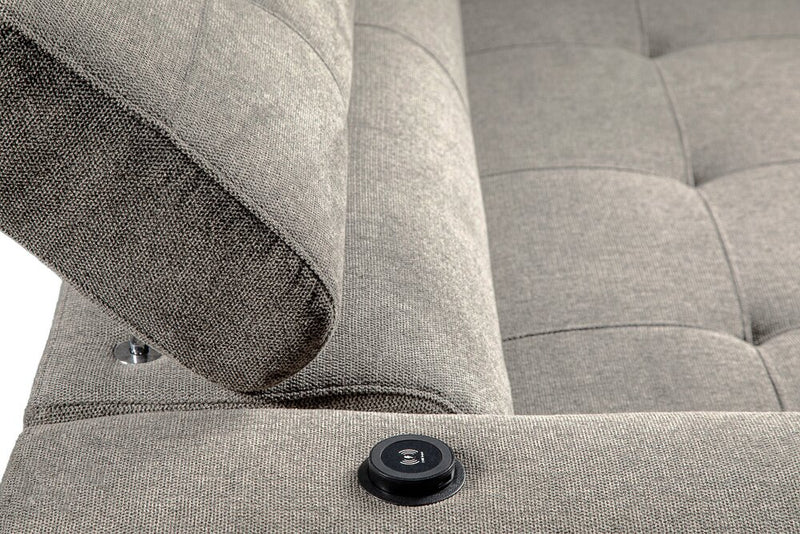 Savvy 5-Piece Right-Facing Linen-Look Fabric Sleeper Sectional with Storage Chaise and Adjustable Headrests - Grey