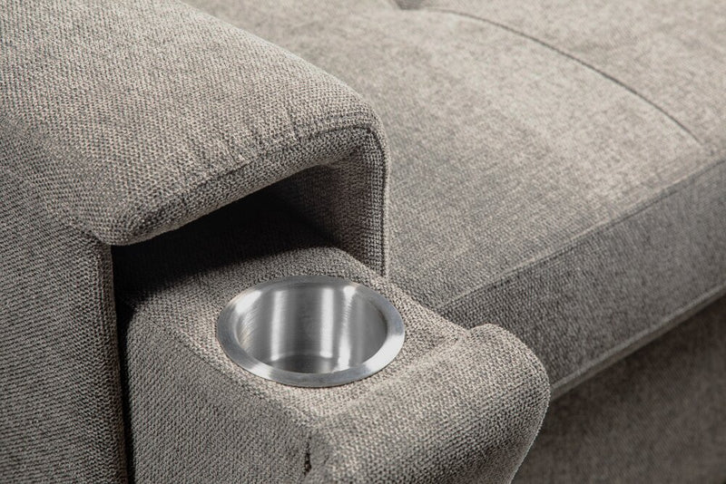 Savvy 5-Piece Right-Facing Linen-Look Fabric Sleeper Sectional with Storage Chaise and Adjustable Headrests - Grey