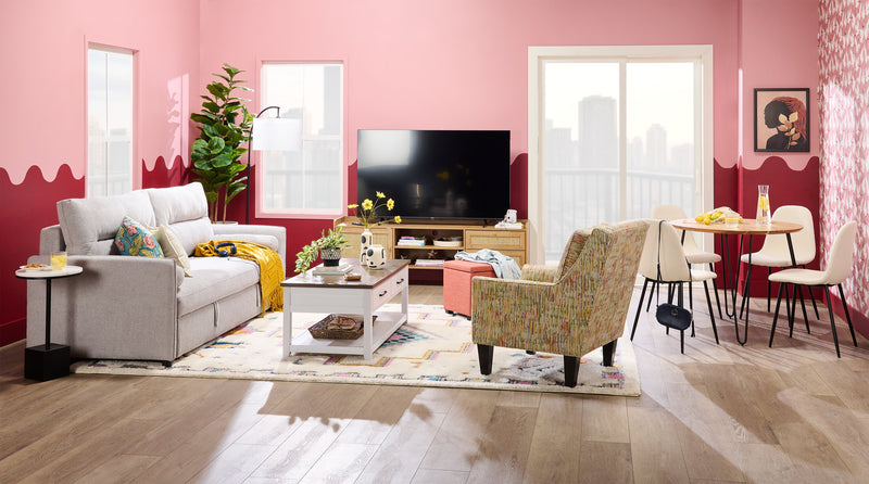 Shadow 82.5\" Linen-Look Fabric Sleeper Sofa with Storage and Two Armrest Pillows - Grey