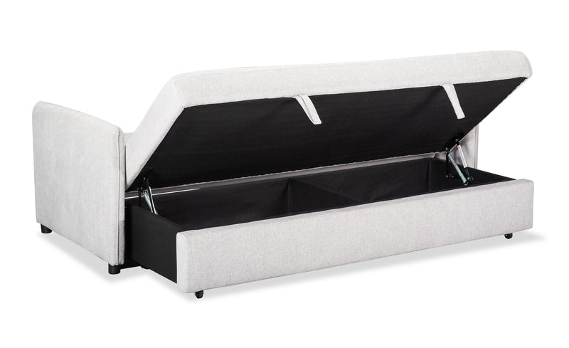 Shadow 82.5\" Linen-Look Fabric Sleeper Sofa with Storage and Two Armrest Pillows - Grey