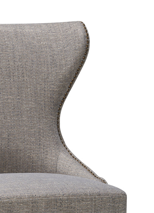 Shea Wing-Back Dining Chair with Linen-Look Fabric, Wood - Grey