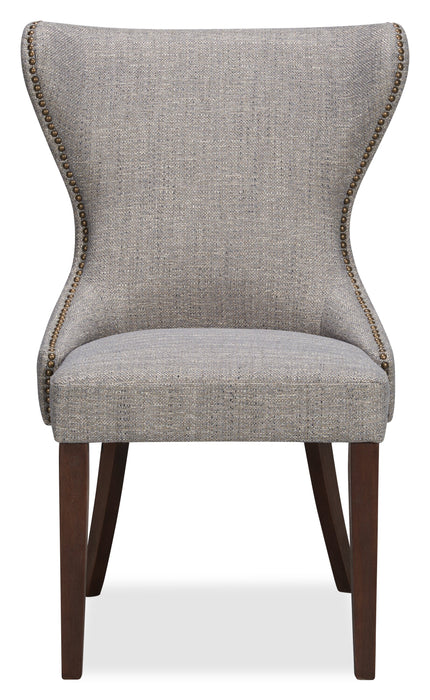 Shea Wing-Back Dining Chair with Linen-Look Fabric, Wood - Grey