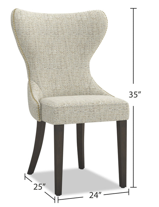 Shea Wing-Back Dining Chair with Linen-Look Fabric, Wood - Ivory
