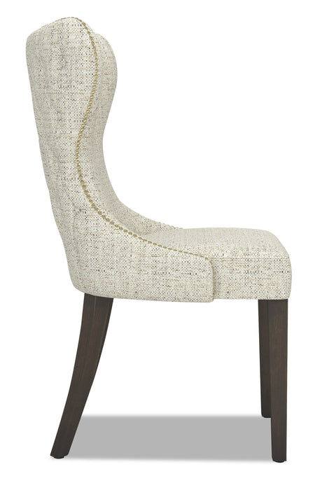 Shea Wing-Back Dining Chair with Linen-Look Fabric, Wood - Ivory