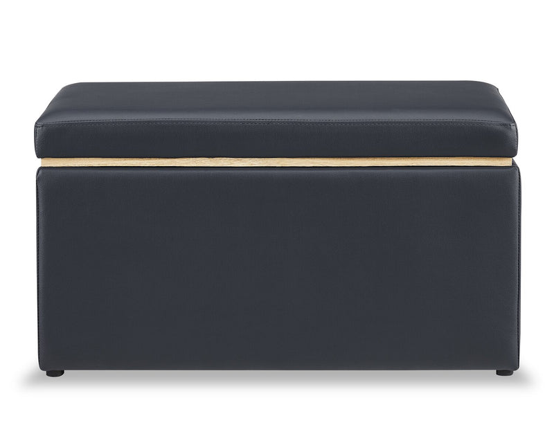 Edmonton 32\" Storage Ottoman - Navy Faux Leather