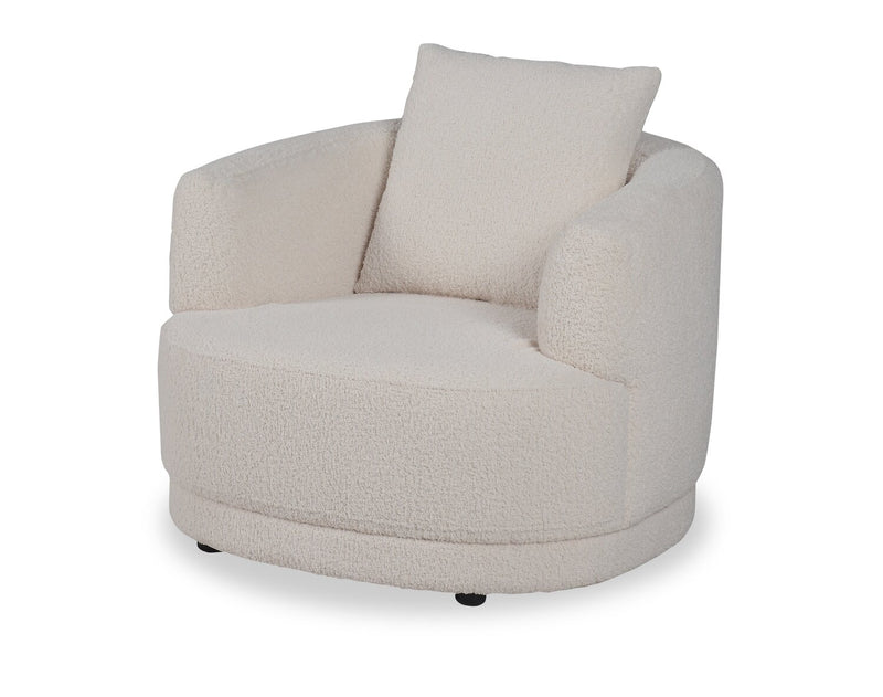 Moon 35.8\" Fabric Curved Chair with Accent Pillow - Wooly Almond White