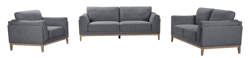 Valley 83.5\" Fabric Sofa with Rubberwood Base and Legs - Pewter