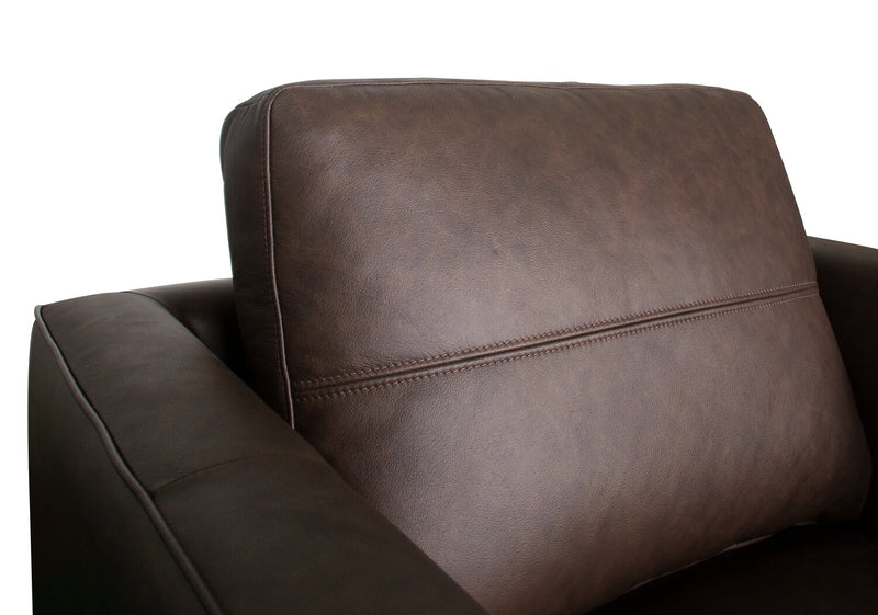 Melrose 36.5\" Top-Grain Genuine Leather Chair with Metal Legs - Dark Brown